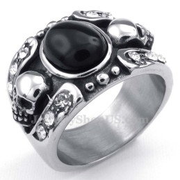 Titanium Agaat Ingelegde Schedelring