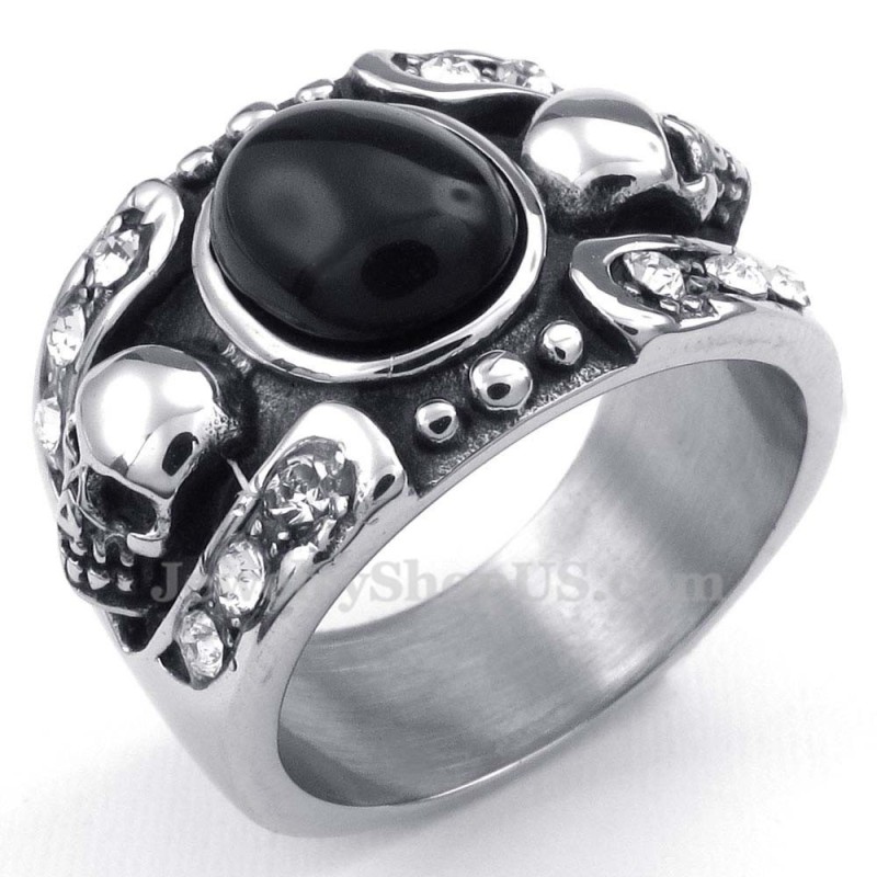 Titanium Agaat Ingelegde Schedelring