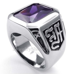 Titanium Ring Met Paarse Zirkoon