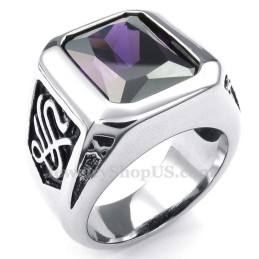 Titanium Ring Met Paarse Zirkoon