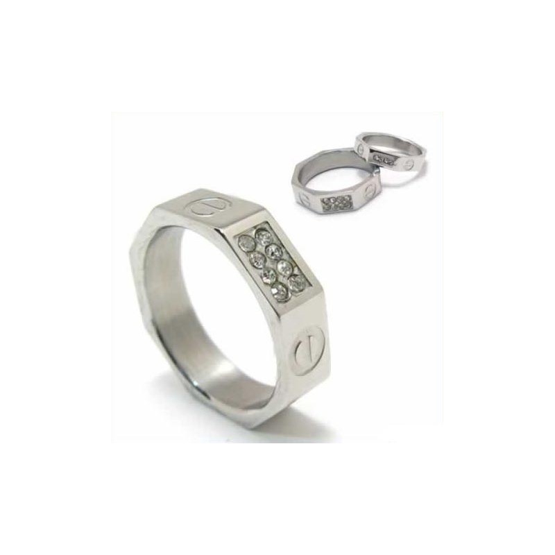 Diamanten Zetting 6 Mm Titanium Ingelegde Ring Diamanten Zetting 6 Mm Titanium Ingelegde Ring