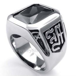 Titanium Ring Met Zwarte Zirkoon