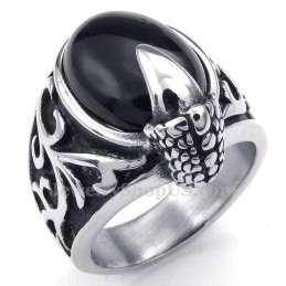Titanium Zwarte Agaat Ingelegde Ring