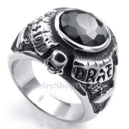 Titanium Ring Met Zwarte Zirkoon