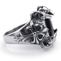 Titanium Zwarte Agaat Ingelegde Ring