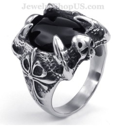 Titanium Zwarte Agaat Ingelegde Ring