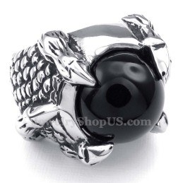 Titanium Zwarte Agaat Ingelegde Ring