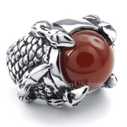 Titanium Zwarte Agaat Ingelegde Ring