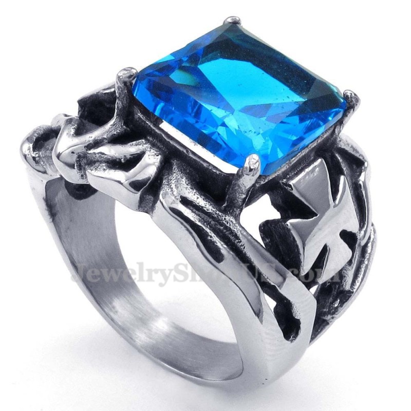 Titanium Ring Met Blauwe Siersteen