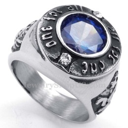 Titanium Ring Met Blauwe Zirkoon