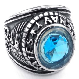 Titanium Ring Met Blauwe Zirkoon