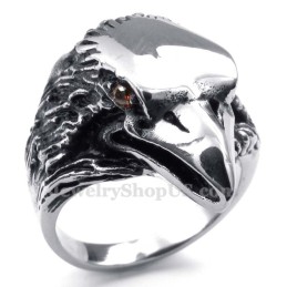 Titanium Adelaarsring Met Rode Ogen