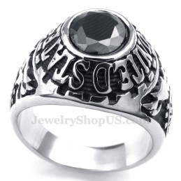 Titanium Ring Ingelegd Met Zwarte Zirkoon