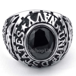 Titanium Ring Ingelegd Met Zwarte Zirkoon