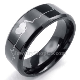 Zwarte Titanium Ronde Ring