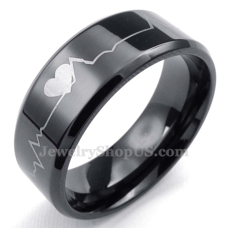 Zwarte Titanium Ronde Ring Zwarte Titanium Ronde Ring