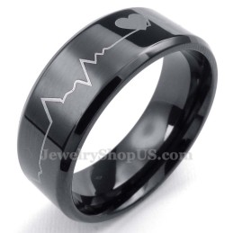 Zwarte Titanium Ronde Ring