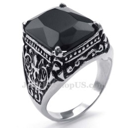 Titanium Ring Met Zwarte Zirkoon