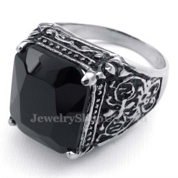 Titanium Ring Met Zwarte Zirkoon