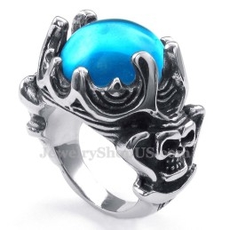 Titanium Ring Met Blauwe Zirkoon
