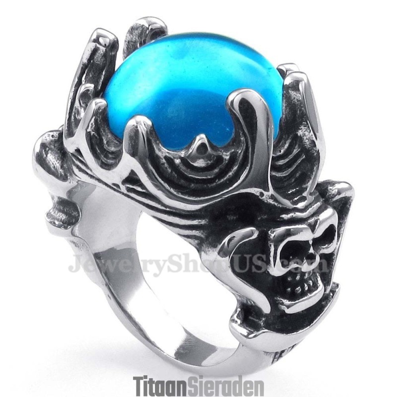Titanium Ring Met Blauwe Zirkoon Titanium Ring Met Blauwe Zirkoon