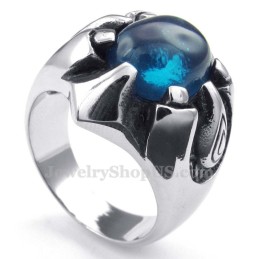 Titanium Ring Met Blauwe Zirkoon