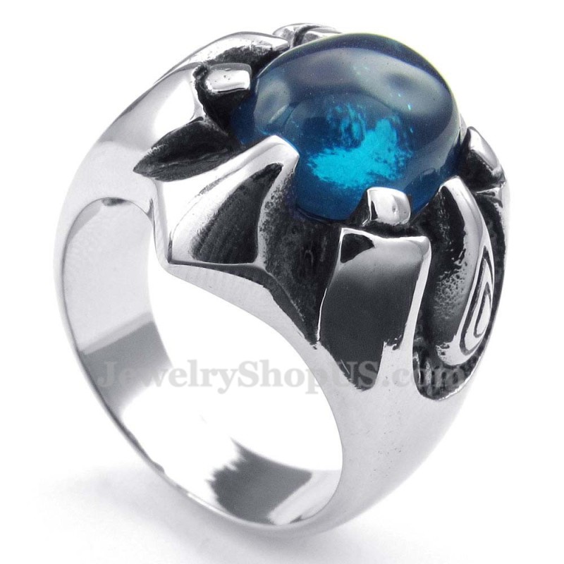 Titanium Ring Met Blauwe Zirkoon Titanium Ring Met Blauwe Zirkoon