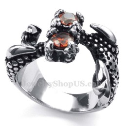 Titanium Pootring Met Rode Strass