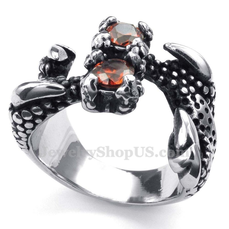 Titanium Pootring Met Rode Strass Titanium Pootring Met Rode Strass
