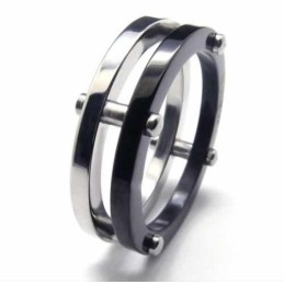Twee Cirkels Heren 6 Mm Titanium Ring