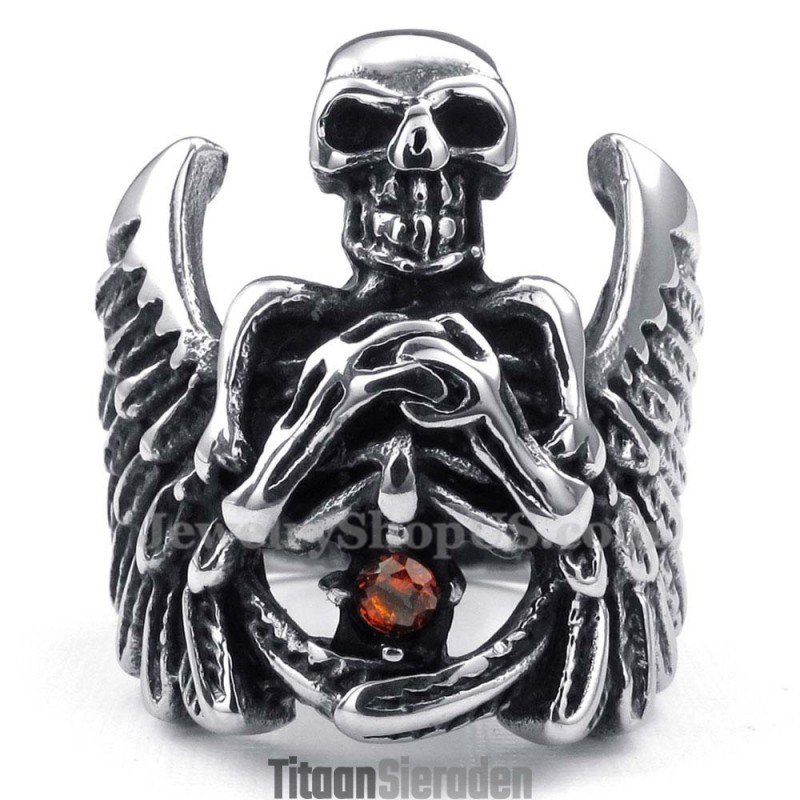 Titanium Schedelring Met Vleugel Titanium Schedelring Met Vleugel