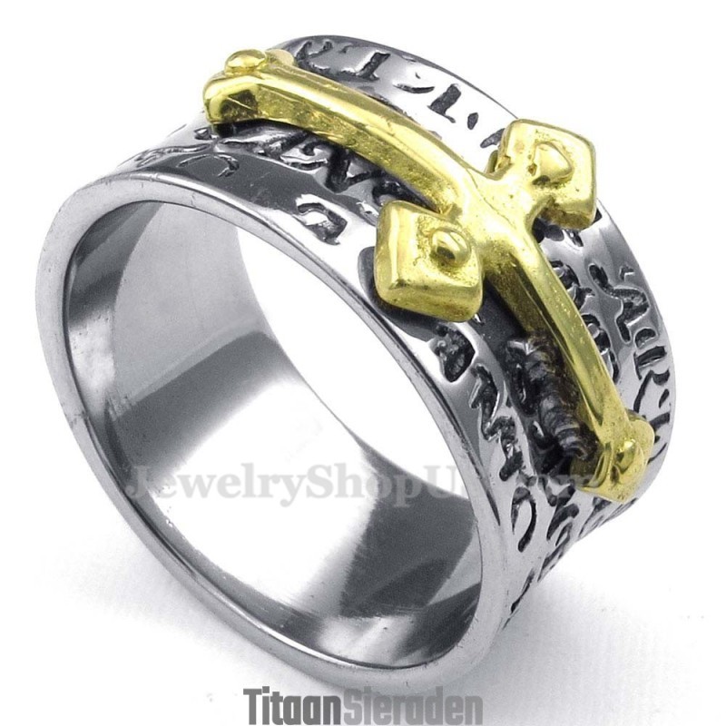 Titanium Gouden Kruisring Titanium Gouden Kruisring