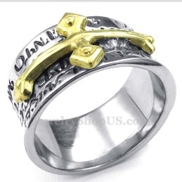 Titanium Gouden Kruisring