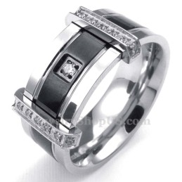 Heren Titanium Ring Met Witte Strass