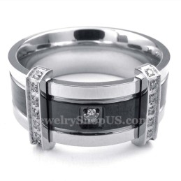 Heren Titanium Ring Met Witte Strass