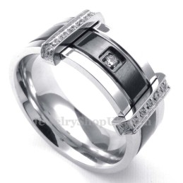 Heren Titanium Ring Met Witte Strass