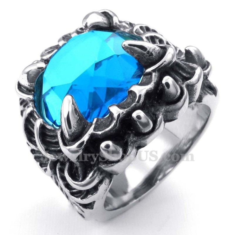 Titanium Ring Met Blauwe Zirkoon