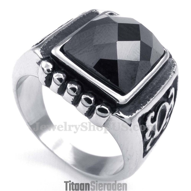Zwarte Zirkoon Titanium Ring