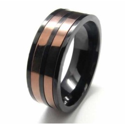 8 Mm Titanium Ring Met Twee Cirkels En Inlegwerk