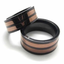 8 Mm Titanium Ring Met Twee Cirkels En Inlegwerk