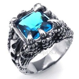 Titanium Ring Met Blauwe Zirkoon