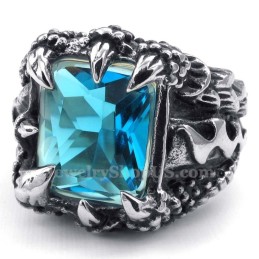 Titanium Ring Met Blauwe Zirkoon