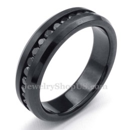Zwarte Titanium Ring Met Strass