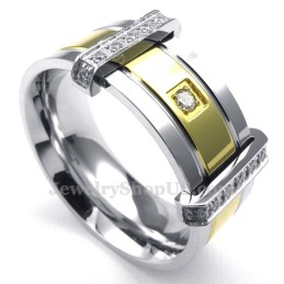 Mode Gouden Zilveren Titanium Ring Met Strass