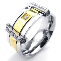 Mode Gouden Zilveren Titanium Ring Met Strass