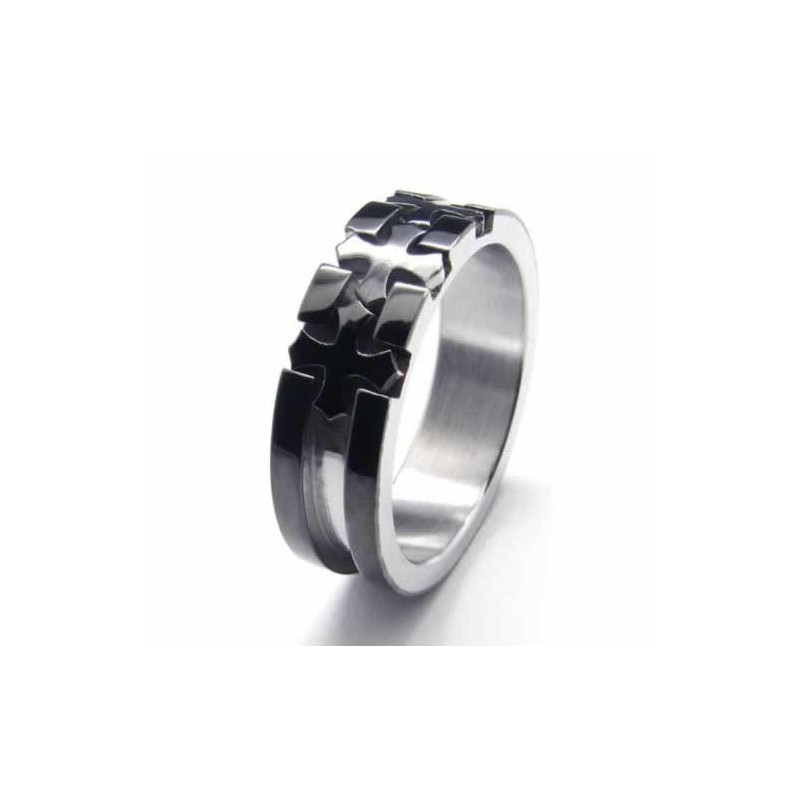 Kruis Ingelegde 6 Mm Zwarte Titanium Ring Kruis Ingelegde 6 Mm Zwarte Titanium Ring