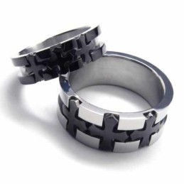 Kruis Ingelegde 6 Mm Zwarte Titanium Ring