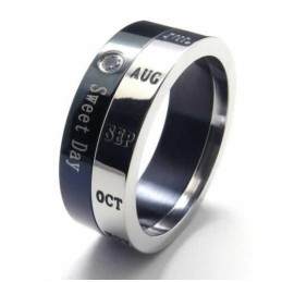 Sweet Day 8 Mm Diamanten Gezette Titanium Ingelegde Ring