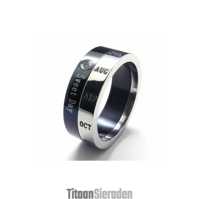 Sweet Day 8 Mm Diamanten Gezette Titanium Ingelegde Ring Sweet Day 8 Mm Diamanten Gezette Titanium Ingelegde Ring