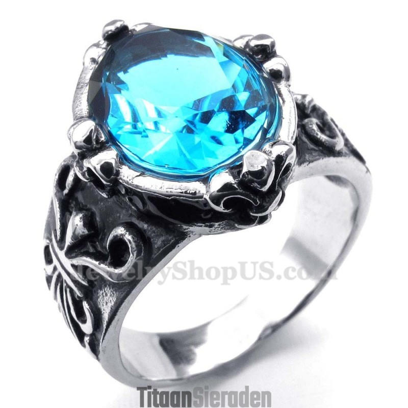 Blauwe Zirkoon Titanium Ring Blauwe Zirkoon Titanium Ring